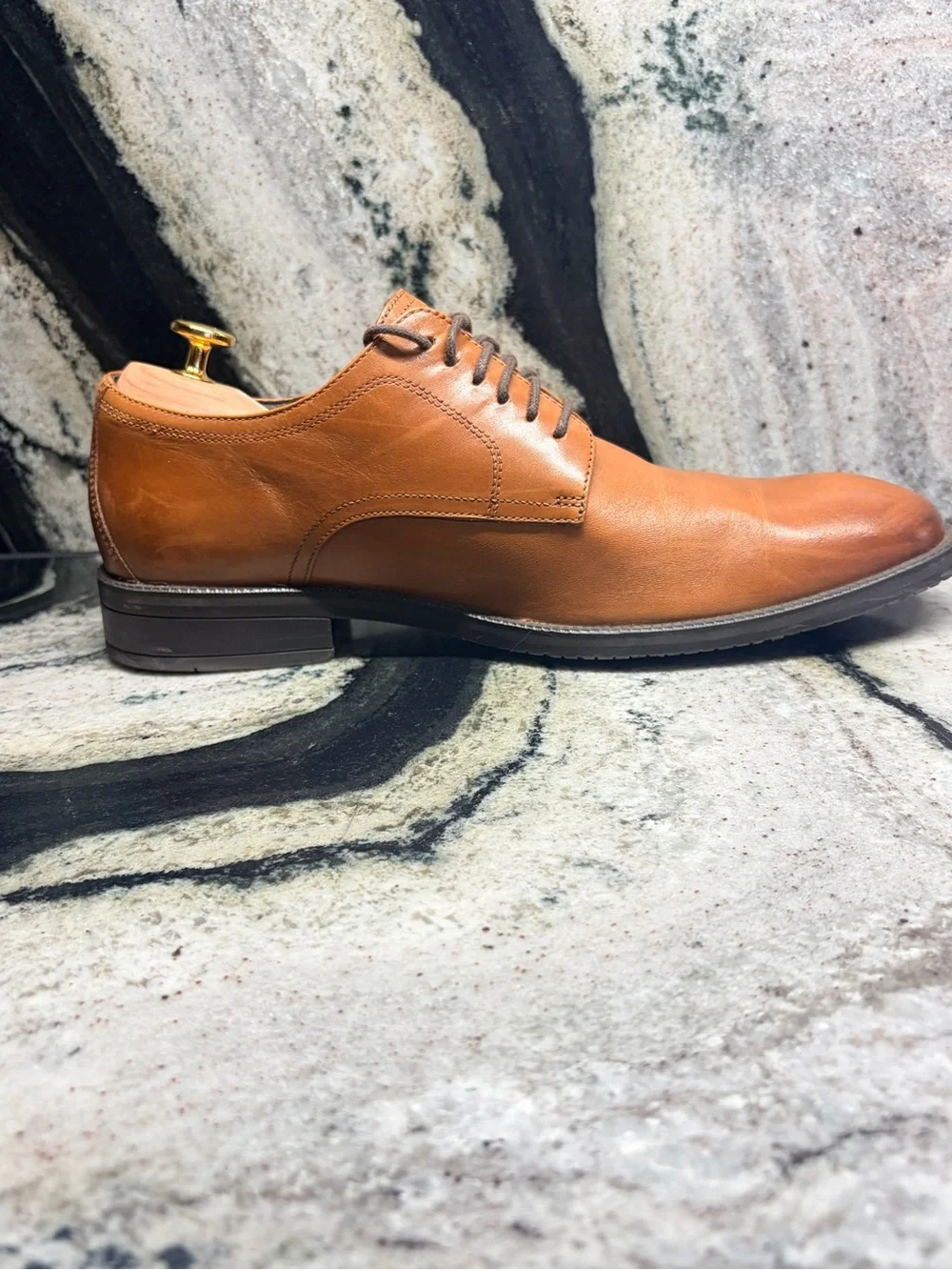 Cole Haan Men’s 9M Cognac Brown Leather Derby Oxford Dress Shoes